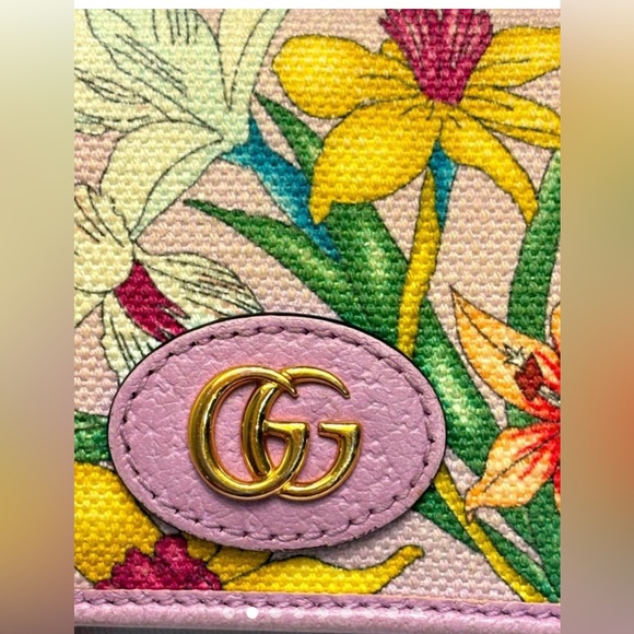 GUCCI Bi-Fold Wallet Folding Flora Limited Edition Day Canvas Light Purple - Picture 2 of 9